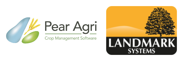 Logos of Pear Agri & Landmark Systems