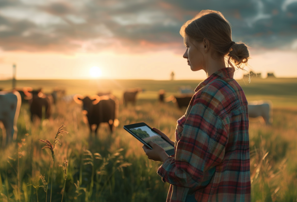Female Farmer Holding A Tablet
